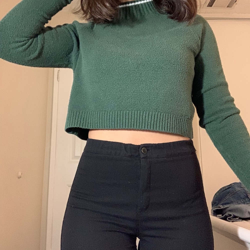 Green Cropped Sweater - Picture 3 of 4